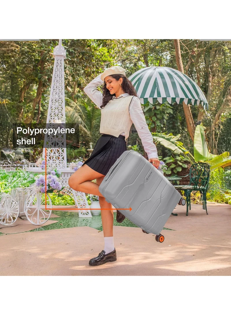 ناشر مايلز Nasher Miles Paris Hard-Sided Polypropylene Luggage Set of 3 | 55cm, 65cm & 75cm | 8 Wheels Small, Medium & Large Trolley Bag for Travel | Suitcase (Grey)
