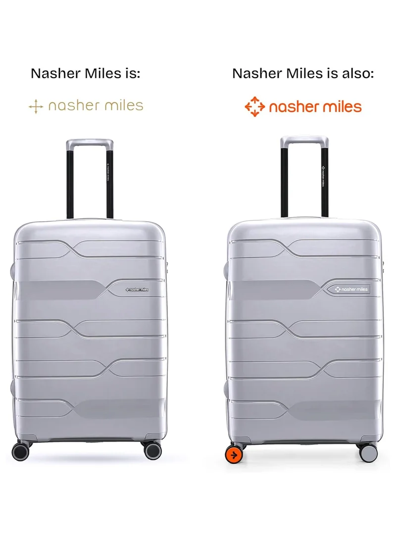 ناشر مايلز Nasher Miles Paris Hard-Sided Polypropylene Luggage Set of 3 | 55cm, 65cm & 75cm | 8 Wheels Small, Medium & Large Trolley Bag for Travel | Suitcase (Grey)