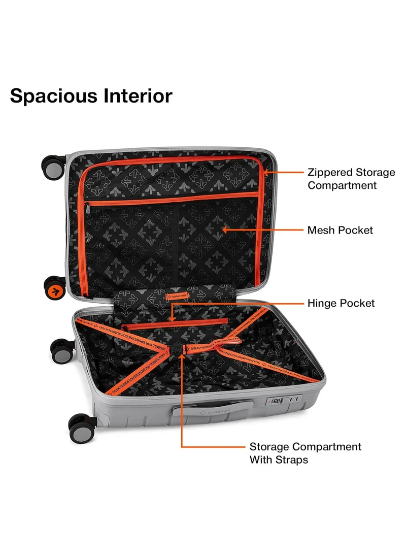 ناشر مايلز Nasher Miles Paris Hard-Sided Polypropylene Luggage Set of 3 | 55cm, 65cm & 75cm | 8 Wheels Small, Medium & Large Trolley Bag for Travel | Suitcase (Grey)