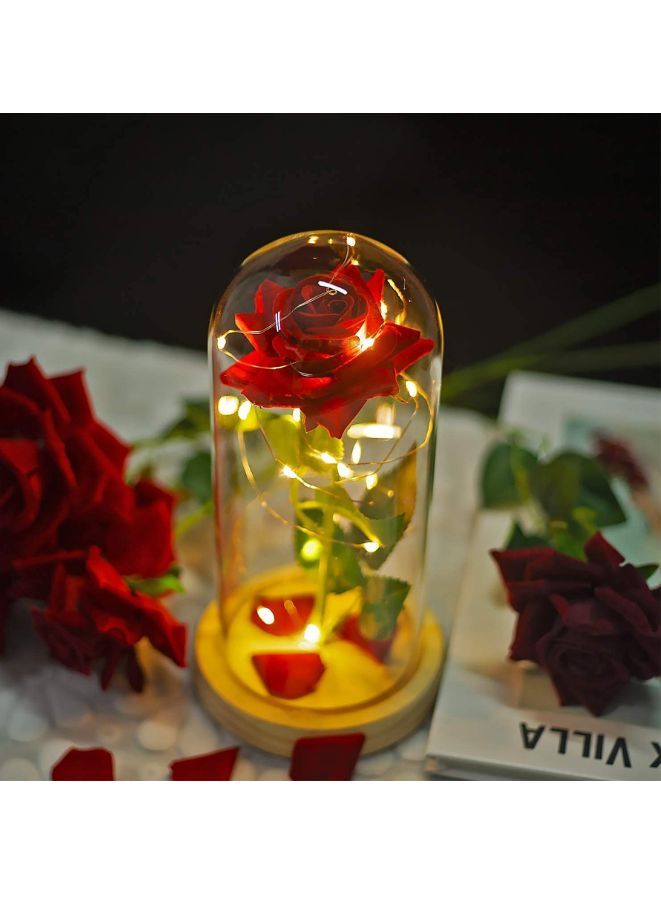 Enchanted Red Rose with Petals in Glass Dome Personalized Gifts for Women Girlfriend  Mother’s Day Anniversary Birthday - Image 4