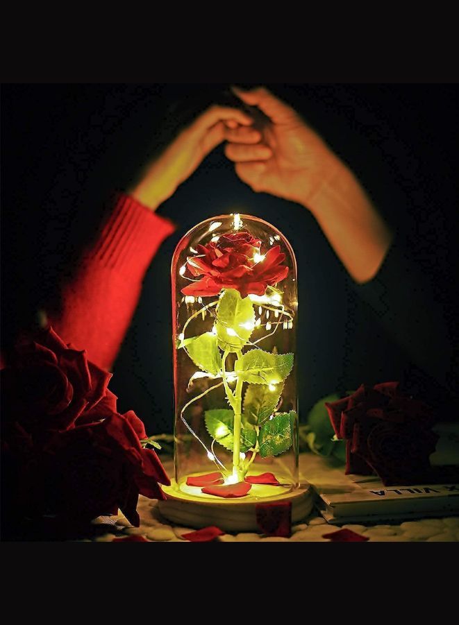 Enchanted Red Rose with Petals in Glass Dome Personalized Gifts for Women Girlfriend  Mother’s Day Anniversary Birthday - Image 5