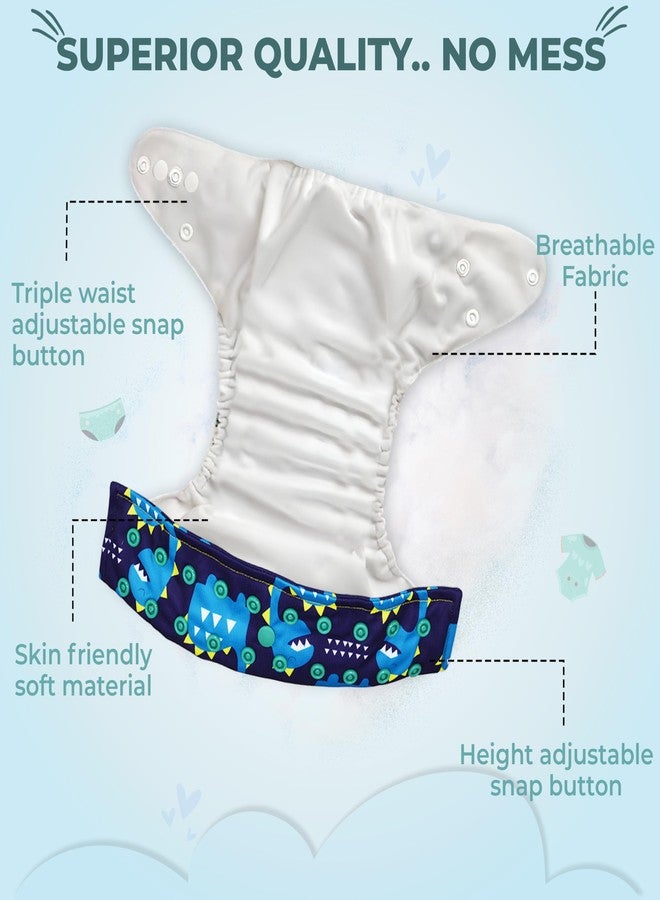 Bembika A Plus Printed Cloth Diaper with Polar Fleece-4 Layer Inserts for Babies Washable & Reusable Cloth Nappies for Baby Leakproof and Wetfree Adjustable Cloth Diapers -(BE2680) - Image 5