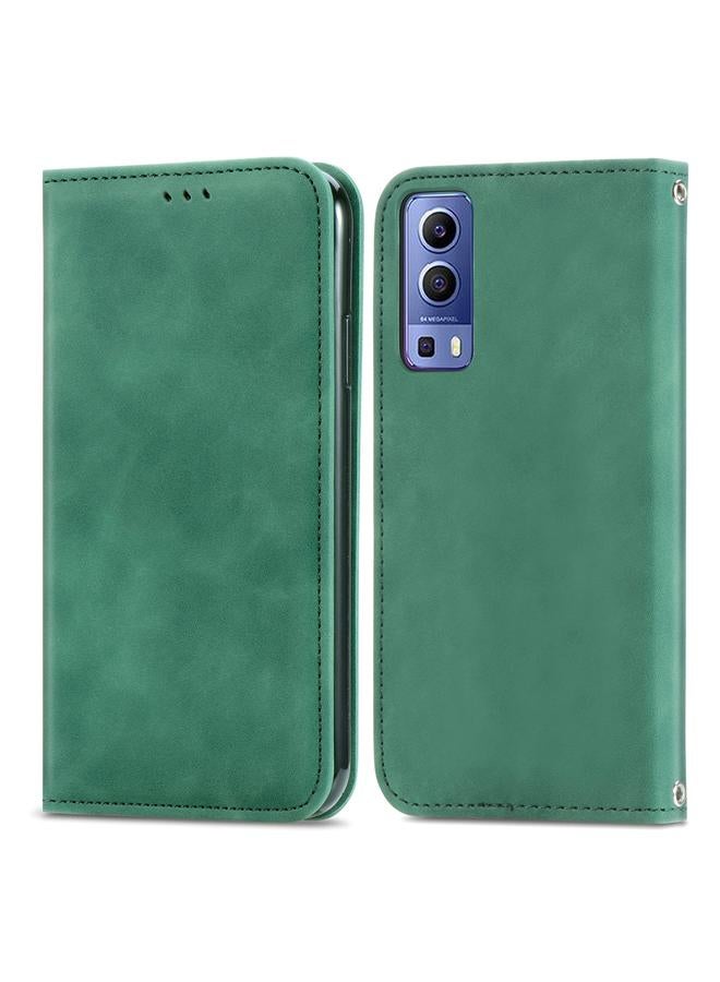 إيروريكس جراب لهاتف vivo Y72 5G جراب جلدي مغناطيسي أفقي قابل للطي مع حامل وفتحات للبطاقات ومحفظة وإطار للصور - Image 2