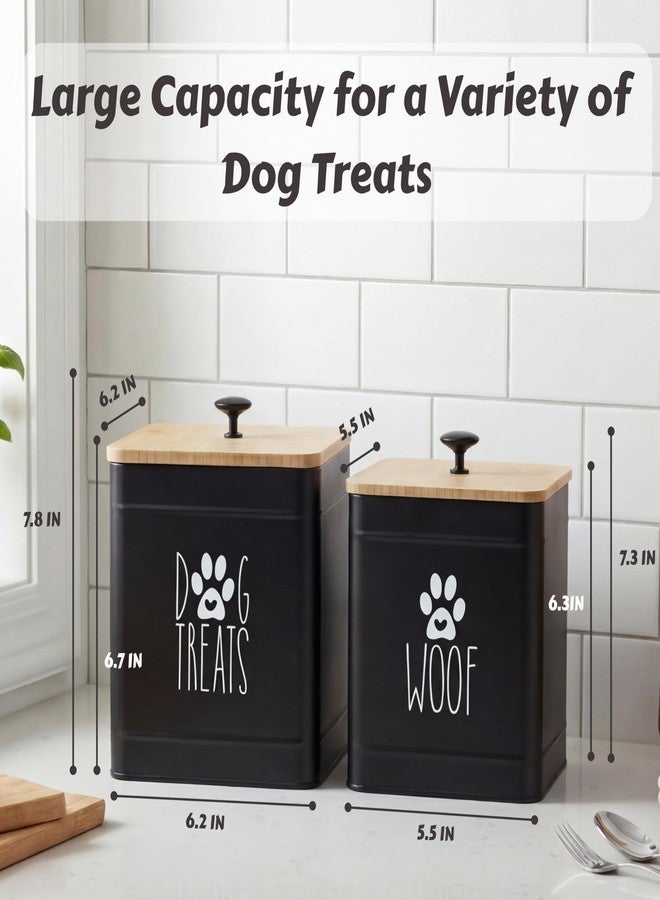 PERFNIQUE Dog Treat Container, Airtight Dog Treat Jar Set of 2, Dog Cookie Jar for kitchen Counter, Pet Treat Container, Dog Treat Canister and Storage, 7.8x6.2 & 7.3x5.5(Black) - Image 2