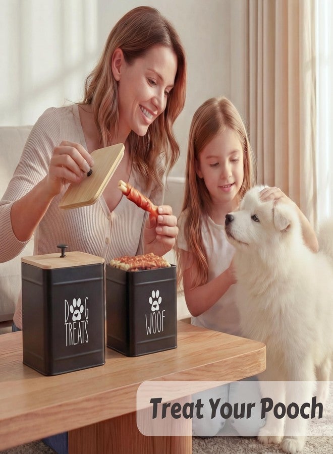 PERFNIQUE Dog Treat Container, Airtight Dog Treat Jar Set of 2, Dog Cookie Jar for kitchen Counter, Pet Treat Container, Dog Treat Canister and Storage, 7.8x6.2 & 7.3x5.5(Black) - Image 5