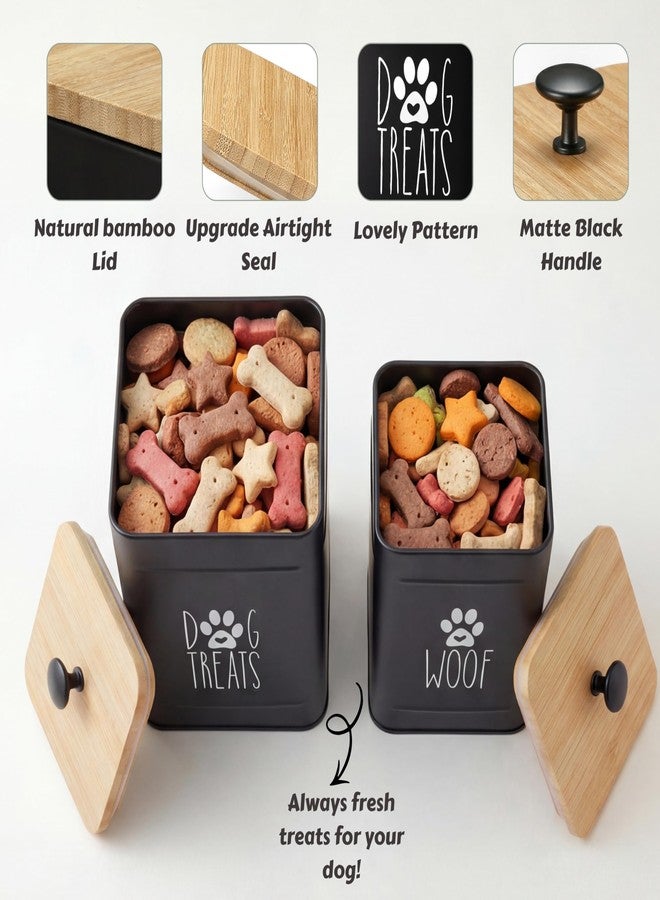 PERFNIQUE Dog Treat Container, Airtight Dog Treat Jar Set of 2, Dog Cookie Jar for kitchen Counter, Pet Treat Container, Dog Treat Canister and Storage, 7.8x6.2 & 7.3x5.5(Black) - Image 4