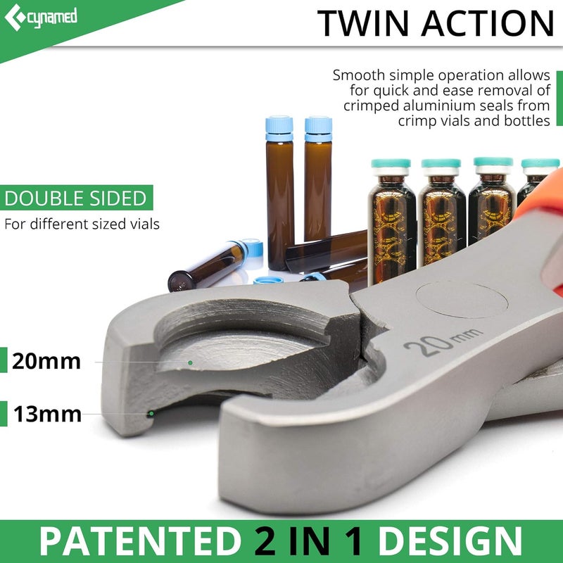 CYNAMED Twin Action Decapper Pliers - Perfect for Decapping 13mm and 20mm Crimped Vials and Bottles - Image 2