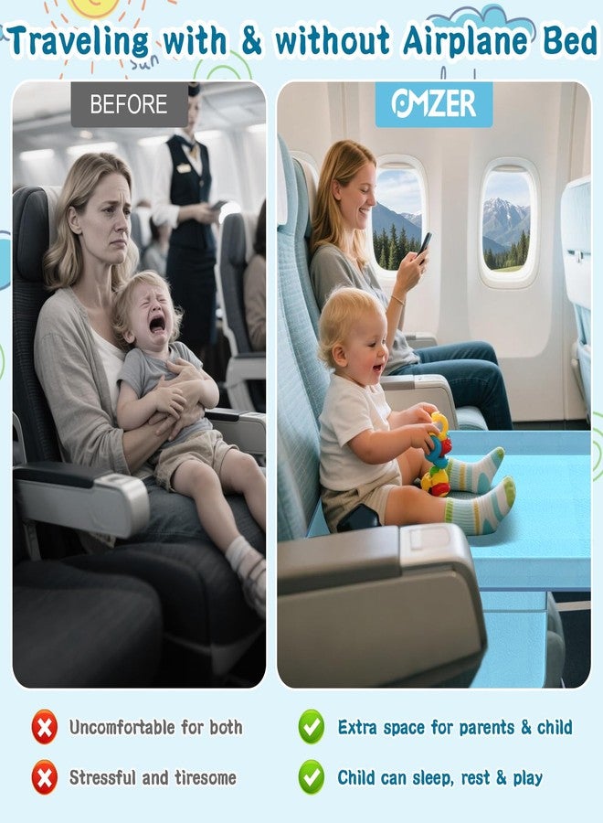 omzer Toddler Airplane Bed - Airplane Seat Extender for Kids - Barrier Designed Flyaway Kids Bed Airplane with Pockets - Portable Plane Bed Foot Rest for Flights Travel Essentials Blue - Image 4