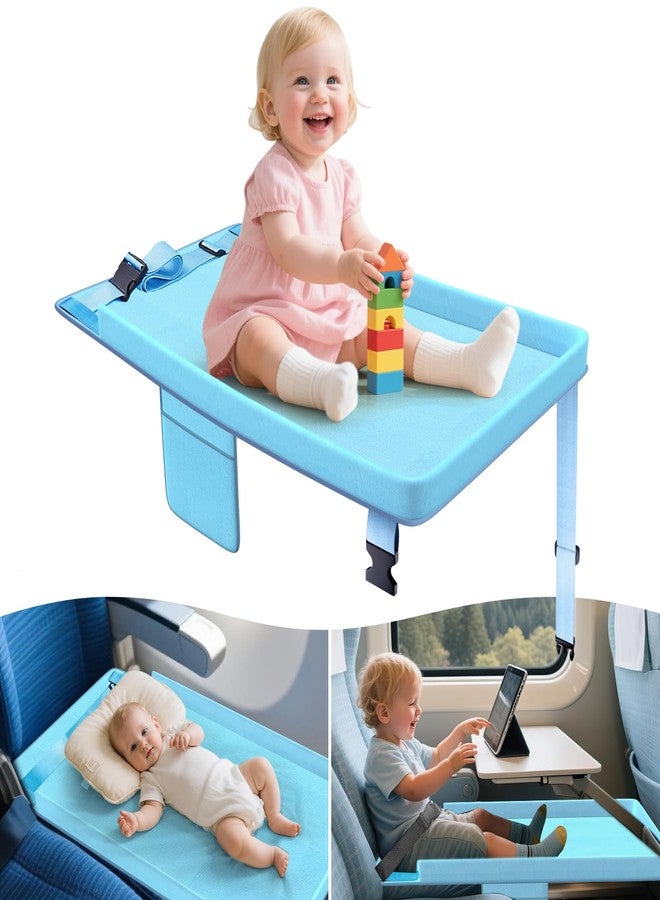 omzer Toddler Airplane Bed - Airplane Seat Extender for Kids - Barrier Designed Flyaway Kids Bed Airplane with Pockets - Portable Plane Bed Foot Rest for Flights Travel Essentials Blue - Image 1