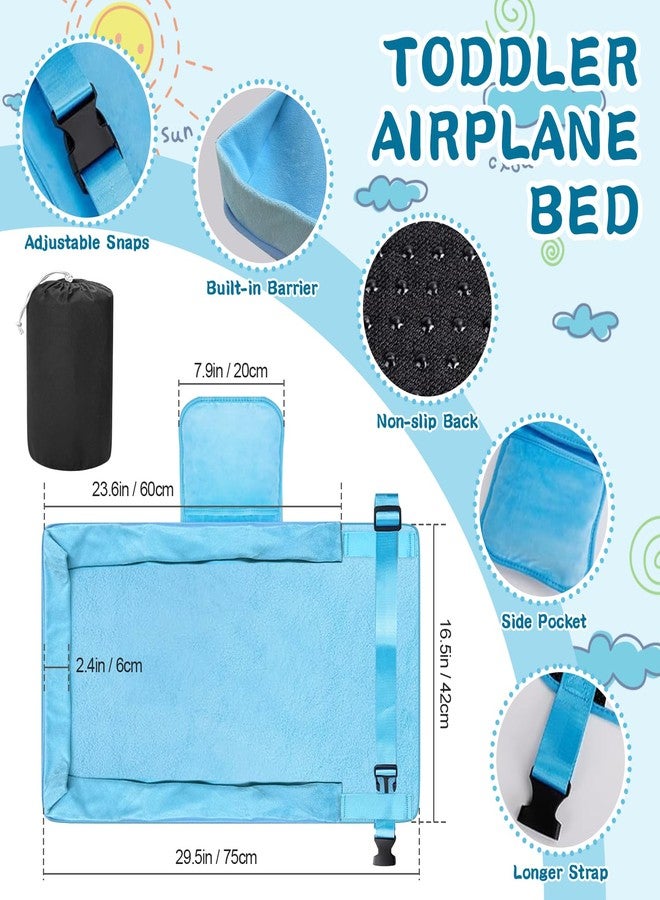 omzer Toddler Airplane Bed - Airplane Seat Extender for Kids - Barrier Designed Flyaway Kids Bed Airplane with Pockets - Portable Plane Bed Foot Rest for Flights Travel Essentials Blue - Image 2