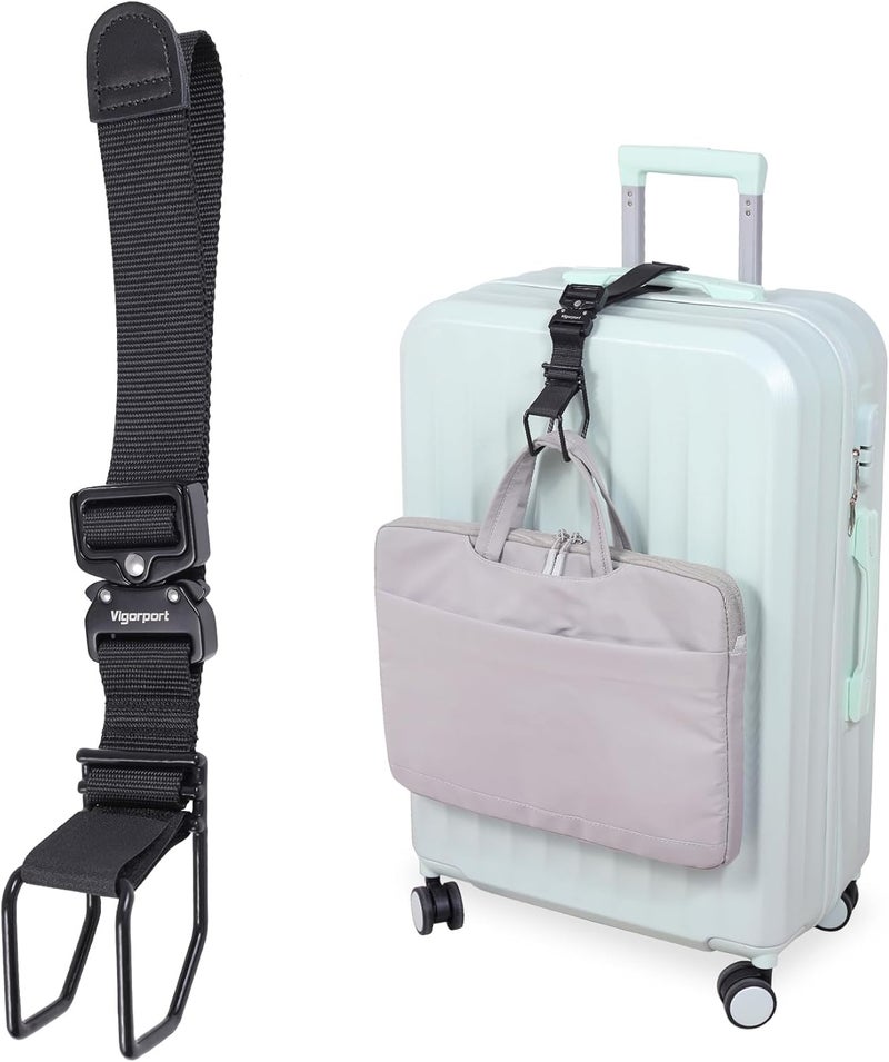 Vigorport Luggage Hook Strap, J Hook for Add a Bag Luggage, Multi Adjustment Bag Strap Hook with Hands Free(Medium Size/Metal Buckle) - Image 1