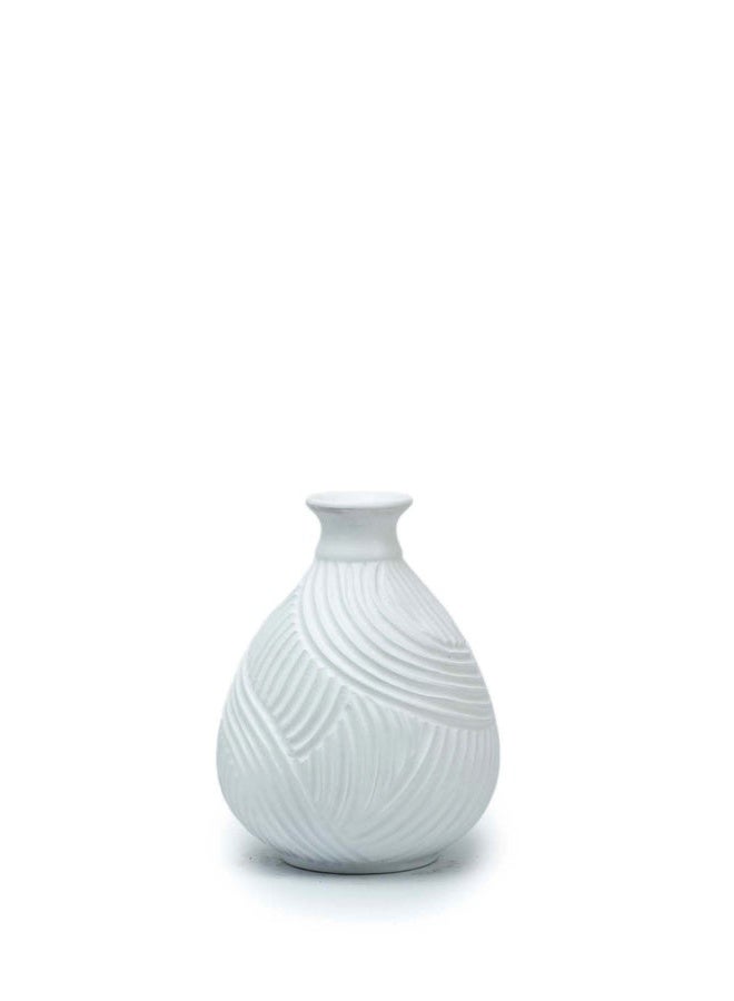 Balkans Handmade Pottery Vase Indoor, H 19 cm - White