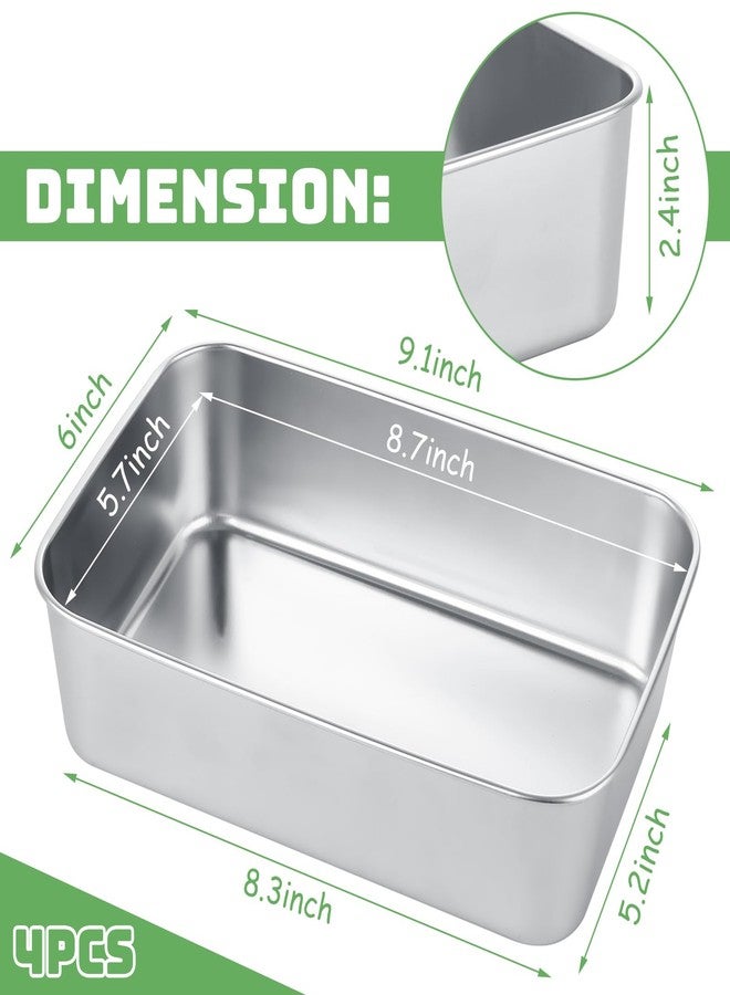 AKOLAFE 4 Pack Stainless Steel Loaf Pan 9 x 5.9 Inch Banana Bread Pan for Homemade Bread Loaf Pans for Baking Bread Tin Sourdough Bread Baking Pan Metal Sandwich Loaf Bread Pans for Meatloaf, Cake - Image 2