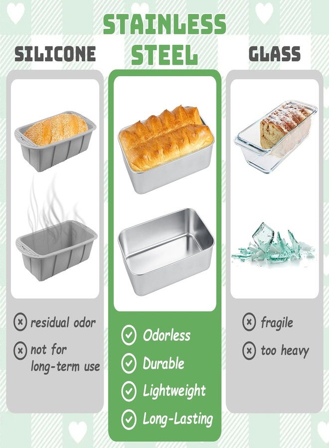 AKOLAFE 4 Pack Stainless Steel Loaf Pan 9 x 5.9 Inch Banana Bread Pan for Homemade Bread Loaf Pans for Baking Bread Tin Sourdough Bread Baking Pan Metal Sandwich Loaf Bread Pans for Meatloaf, Cake - Image 4