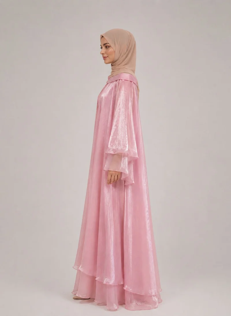 Ophelia Dreamy Abaya for Women – Elegant Rose Pink Full-Length Modest Abaya with Long Sleeves