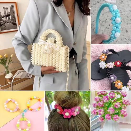 Tdas 100 PCS Dotted Pearl Bead Mermaid Bead Fruit Ball Beads Chunky Bubblegum Moti Angura Beads for Jewellery Making Kit Big Size Necklace Bracelet Earring DIY Arts Crafts Supplies (White - 14MM) - Image 5