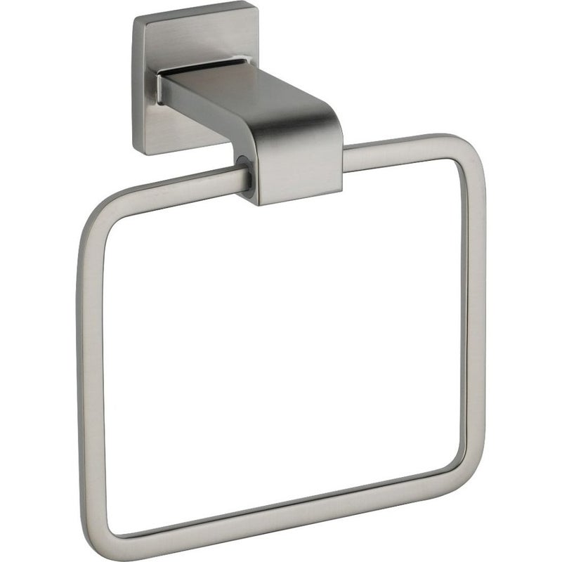 DELTA FAUCET Delta Ara (1-Pack) Hand Towel Holder Brilliance Stainless Steel Towel Racks for Bathroom Wall Square Towel Ring Holder for Bath Towel Hanger for Kitchen, Bathroom Accessories 77546-SS  - Image 1