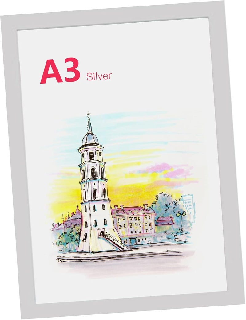 إطار صور مغناطيسي عصري وشفاف لعرض الملفات، مناسب للاستخدام على الثلاجات، لوحات الكتابة البيضاء، خزائن، أبواب الجدران، بأحجام A4 وA3، متوفر بألوان الذهب والفضة، من مادة PVC. - Image 5