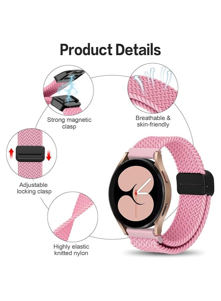20mm Magnetic Band for Samsung Galaxy Watch 7/6/5/4/FE Band 40mm 44mm/Galaxy Watch 6/4 Classic Bands 47mm 43mm 46mm 42mm/Watch 5 pro 45mm/3 41mm/Active 2, Stretchy Braided Nylon Magnetic Sport Strap - Image 5