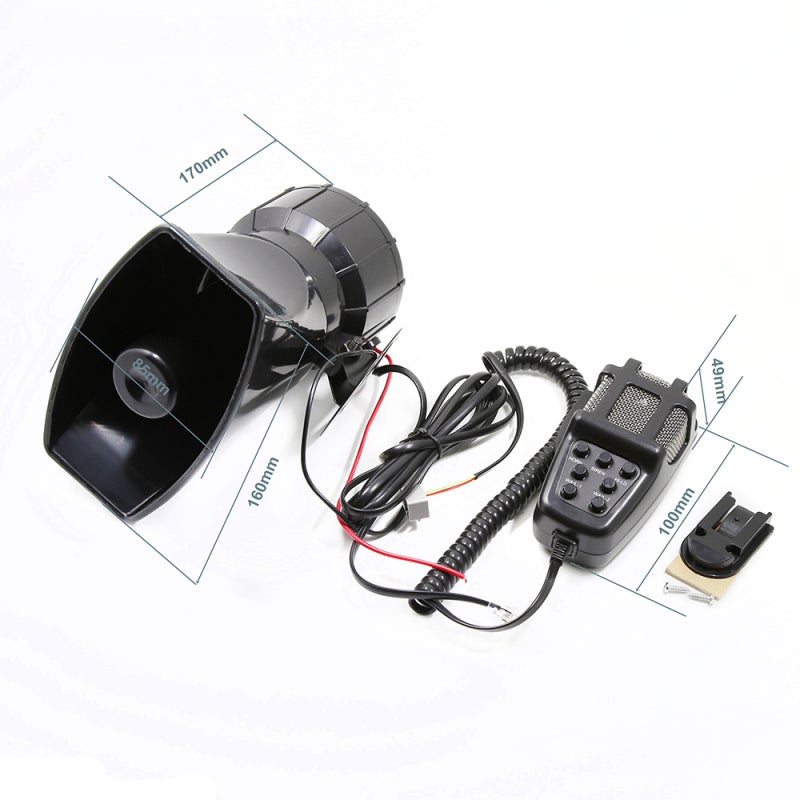 Car Megaphone: 12V DC Black 5-Tone Alarming Horn - Premium Durable Material, Clear Microphone Function for Road Safety, Trucks, Boats - Image 5