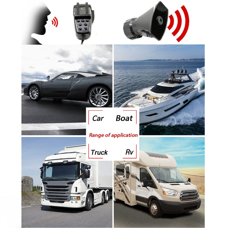 Car Megaphone: 12V DC Black 5-Tone Alarming Horn - Premium Durable Material, Clear Microphone Function for Road Safety, Trucks, Boats - Image 3