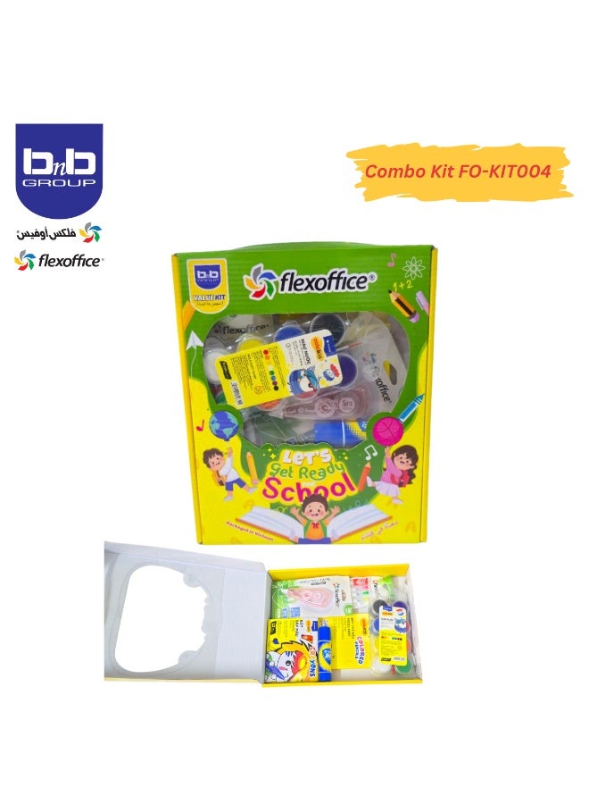 FLEXOFFICE A combo drawing set in a box, with 6 pencils, 2 erasers, 2 pencil sharpeners, 4 soft ink pens, glue, correction pen, colored pencil, crayon, ruler, a luxury portable drawing supplies set, safe and high-quality drawing tools, ideal for children and adults for drawing, sketching and coloring. - Image 1