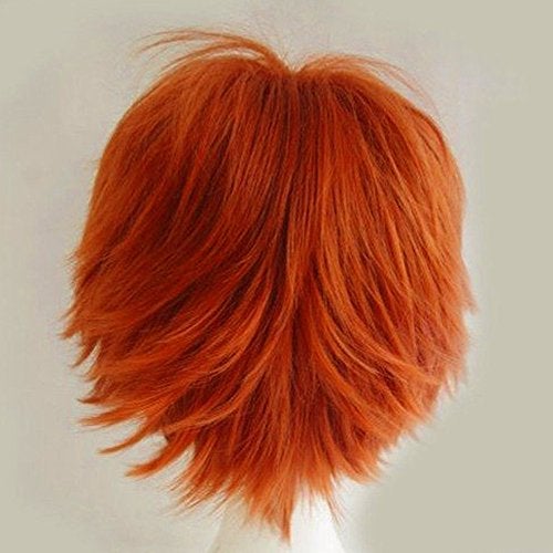 S-noilite Unisex Short Orange Wig Women Mens' Fluffy Layered Spiky Pixie Anime Wig Synthetic Hair Full Wigs for Halloween Chucky Costume Cosplay Comic Party Dark Orange - Image 4
