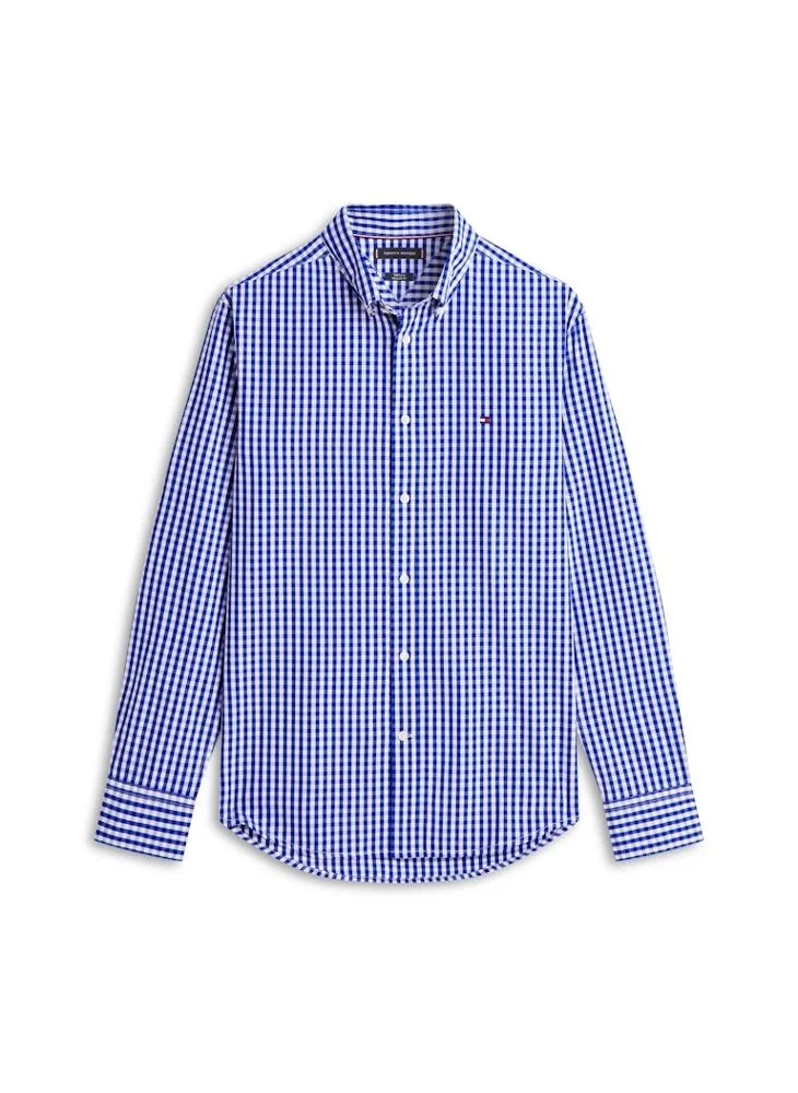 TOMMY HILFIGER  TH Flex Regular Fit Gingham Check Poplin Shirt for Men | Best Price UAE