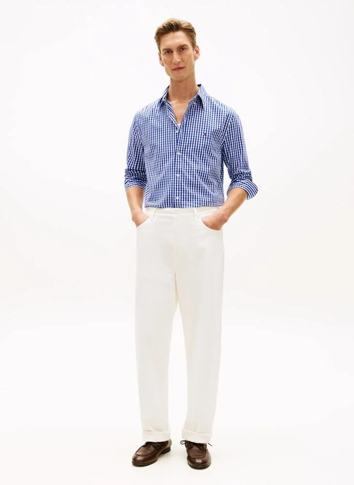 TOMMY HILFIGER  TH Flex Regular Fit Gingham Check Poplin Shirt for Men | Best Price UAE