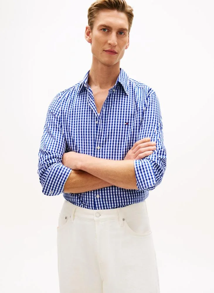 TOMMY HILFIGER  TH Flex Regular Fit Gingham Check Poplin Shirt for Men | Best Price UAE