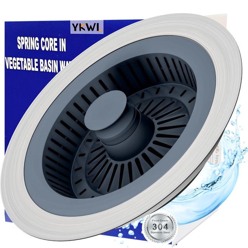 YKWL Upgraded 3 in 1 Kitchen Sink Drain Strainer and Stopper Combo304 Stainless Steel pop up Sink Drain StopperGarbage Disposal Stopper Sink Protectors for Kitchen Sink for US Standard Kitchen Drain - Image 1