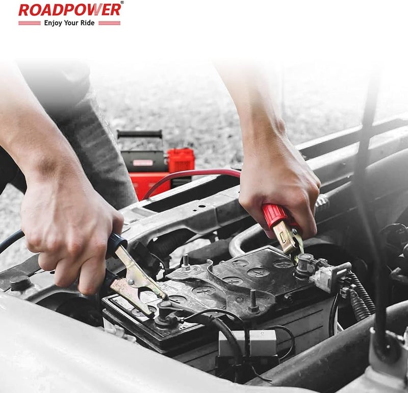 رود باور ضاغط هواء للسيارات من نوع ROADPOWER ذو أسطوانتين، متطور للغاية، مناسب للسيارات ذات الدفع الرباعي (4x4)، يتميز بتدفق هواء سريع للغاية (300 لتر في الدقيقة) وضغط يصل إلى 150 رطل لكل بوصة مربعة (150 PSI)، يعمل بجهد كهربائي 12 فولت، ومزود بحقيبة للنقل. اللون: أحمر. - Image 2