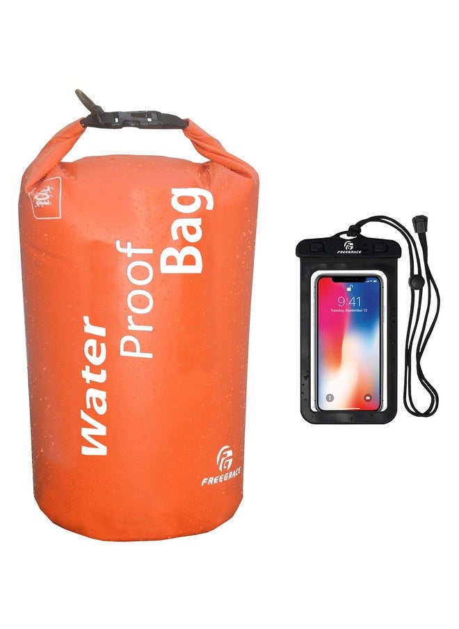 Freegrace Waterproof Dry Bag Lightweight Dry Sack With Seals And Waterproof Case Float On Water Keeps Gear Dry For Kayaking, Beach, Rafting, Boating, Hiking, Camping And Fishing (10L, Orange)  - Image 1