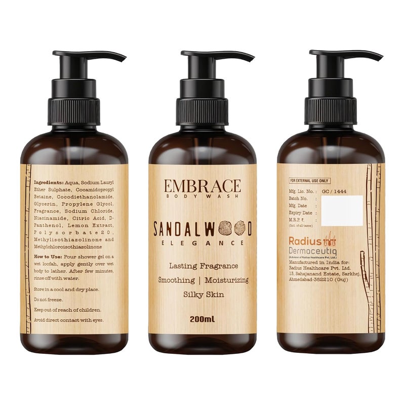 Le Dore Embrace Sandalwood Body Wash  With DPanthenol  Niacinamide  Deep Hydration for Soft Glowing Skin  LongLasting Fragrance  For Men  Women  200ml - Image 2