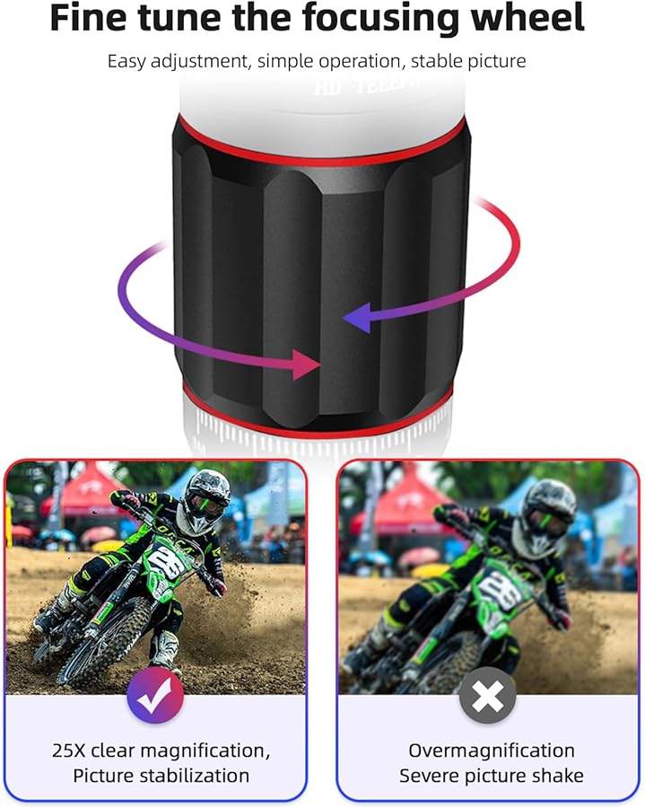 عدسة تليفوتوغرافية 25X مع حامل ثلاثي صغير للهواتف الذكية لمشاهدة الطيور والحفلات الموسيقية - Image 5