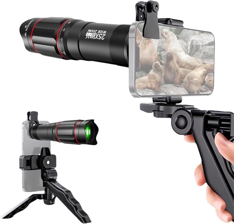 عدسة تليفوتوغرافية 25X مع حامل ثلاثي صغير للهواتف الذكية لمشاهدة الطيور والحفلات الموسيقية - Image 1