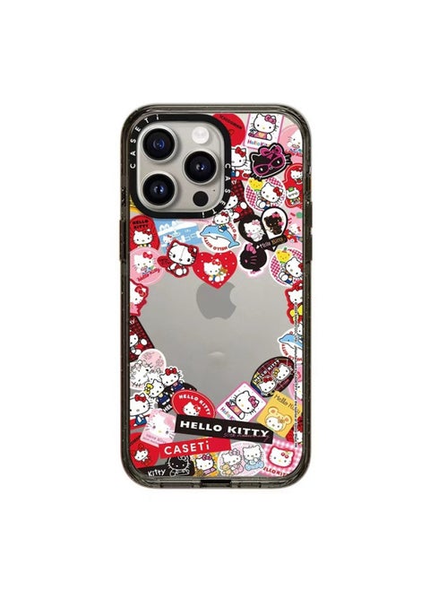 CASETi Joint Hellokitty Shell Chain KT Cat Phone Case For Iphone16ProMax For Iphone 15pl-Colour:Fykt Cat Expression Red Background Original Black Frame-Applicable Model:For Iphone15Pro