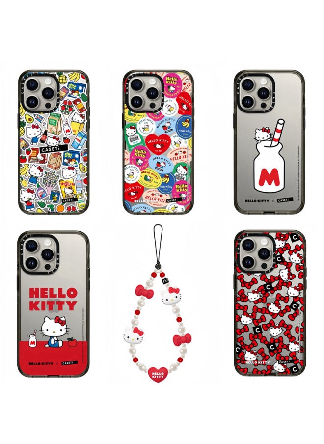 Generic - CASETi Joint Hellokitty Shell Chain KT Cat Phone Case For Iphone16ProMax For Iphone 15pl-Colour:Fykt Cat Expression Red Background Original Black Frame-Applicable Model:For Iphone15Pro - Image 1