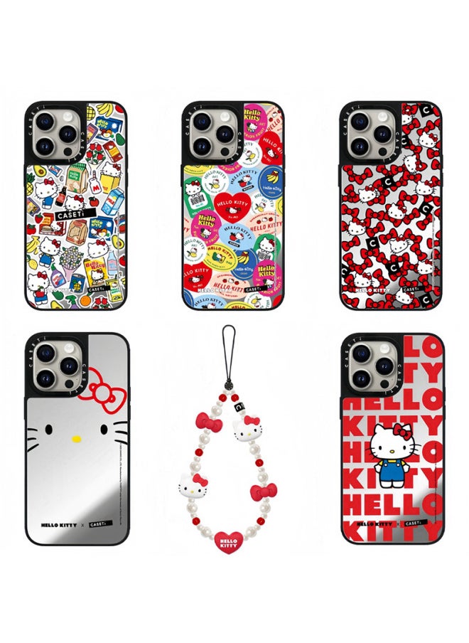 Generic - CASETi Joint Hellokitty Shell Chain KT Cat Phone Case For Iphone16ProMax For Iphone 15pl-Colour:Fykt Cat Expression Red Background Original Black Frame-Applicable Model:For Iphone15Pro - Image 1