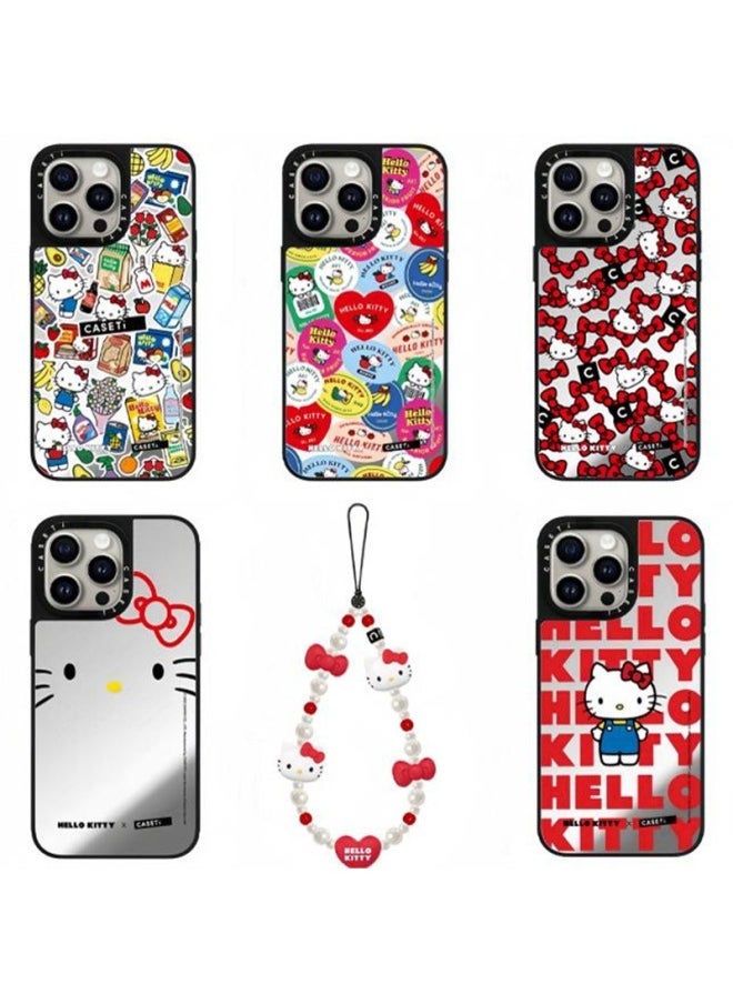 Generic - CASETi Joint Hellokitty Shell Chain KT Cat Phone Case For Iphone16ProMax For Iphone 15pl-Colour:Fykt Cat Expression Red Background Original Black Frame-Applicable Model:For Iphone15Pro - Image 1