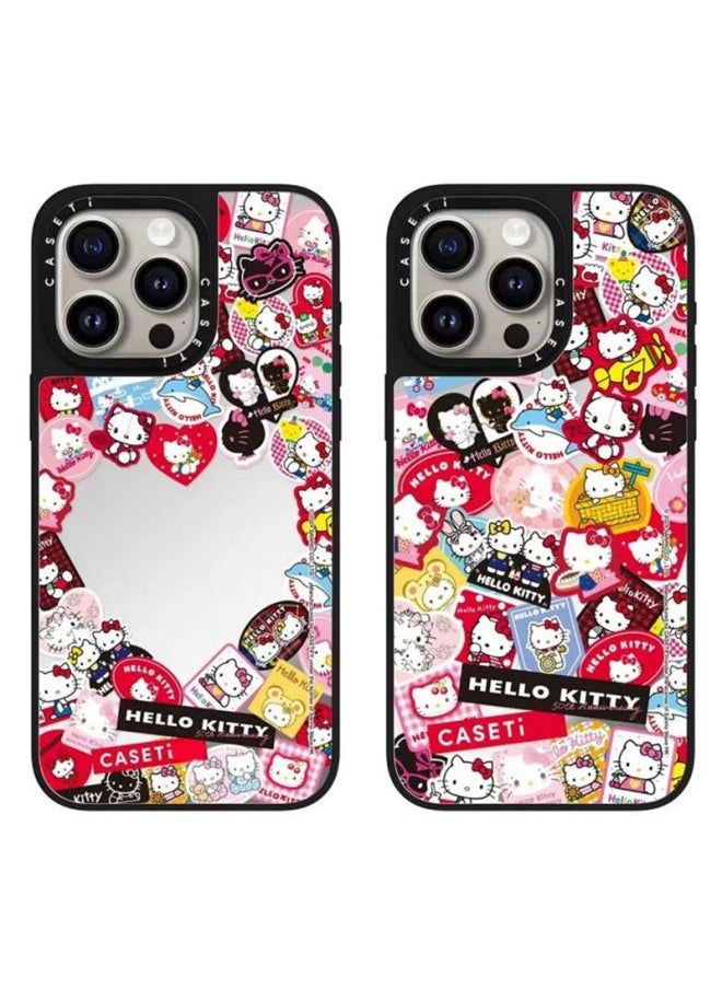 Generic - CASETi Joint Hellokitty Shell Chain KT Cat Phone Case For Iphone16ProMax For Iphone 15pl-Colour:Fykt Cat Expression Red Background Original Black Frame-Applicable Model:For Iphone15Pro - Image 1