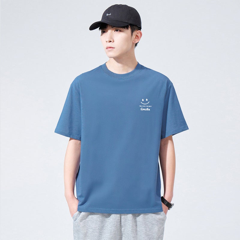 تي شيرت رجالي بأكمام قصيرة صيفي فضفاض يناسب جميع الأذواق تي شيرت كرو نك عصري تي شيرت طلابي عبر الحدود أسود [A35] - Image 4