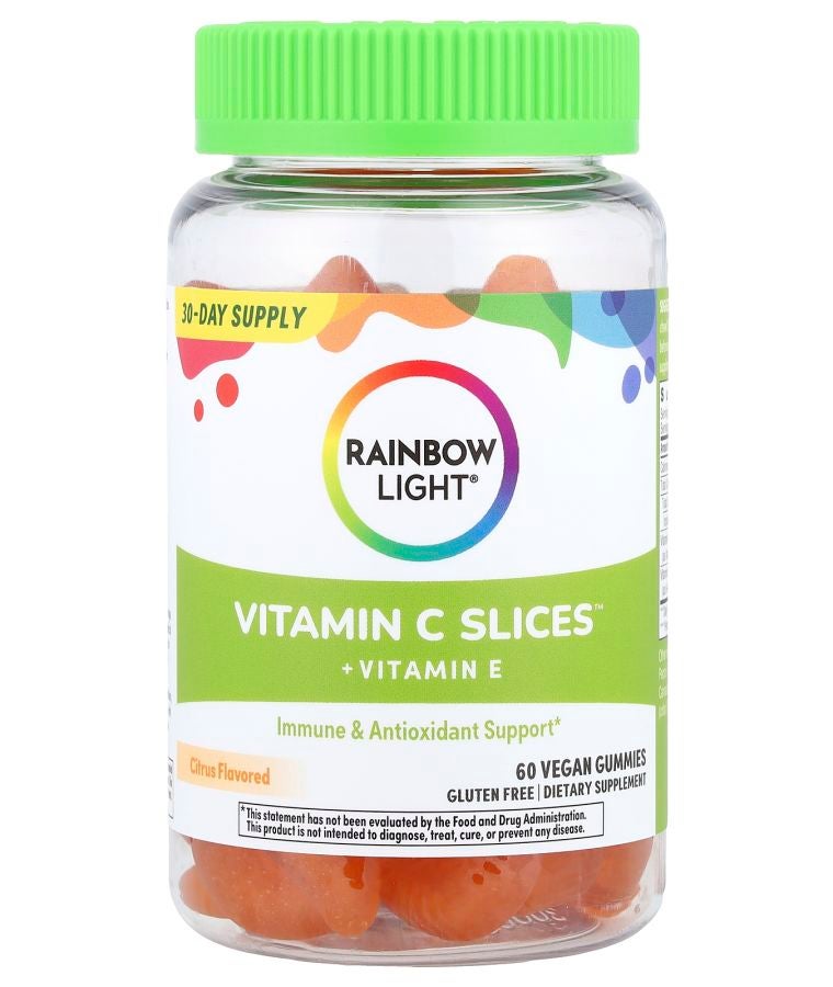 Rainbow Light Vitamin C Slices™ + Vitamin E Citrus 60 Vegan Gummies