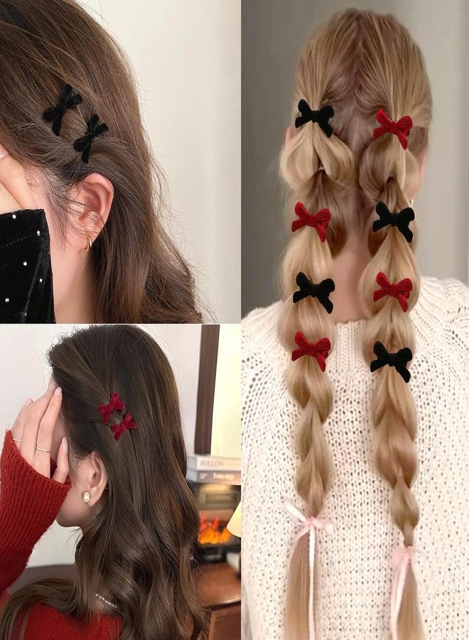 IPEWOEF 20Pcs Mini Hair Bows for Girls Red Black Hair Bow Velvet Bow Hair Clips Retro Bow Hair Clip Hair Bow Clips Bow Clip Small Hair Bows Clips Bow Clips for Women Daily Hair Accessories - Image 5