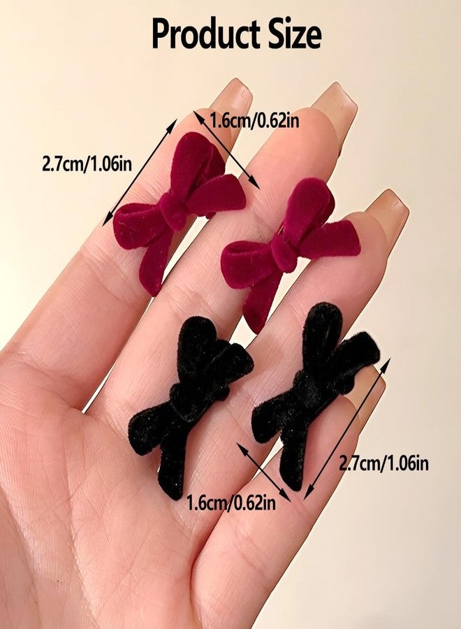 IPEWOEF 20Pcs Mini Hair Bows for Girls Red Black Hair Bow Velvet Bow Hair Clips Retro Bow Hair Clip Hair Bow Clips Bow Clip Small Hair Bows Clips Bow Clips for Women Daily Hair Accessories - Image 2