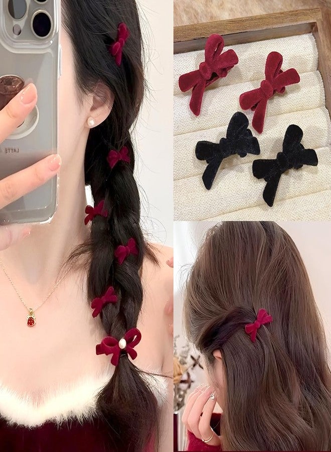 IPEWOEF 20Pcs Mini Hair Bows for Girls Red Black Hair Bow Velvet Bow Hair Clips Retro Bow Hair Clip Hair Bow Clips Bow Clip Small Hair Bows Clips Bow Clips for Women Daily Hair Accessories - Image 4