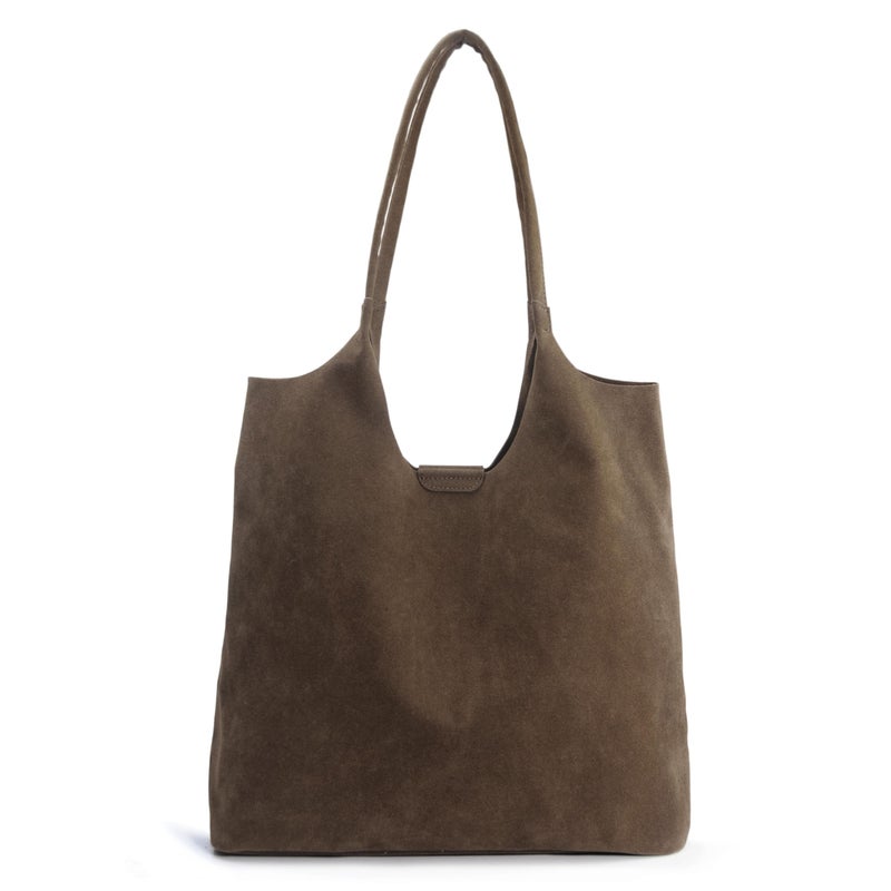 Hoxis Soft Faux Suede Tote Bag for Women - Magnetic Closure Hobo Handbag, Casual Vegan Leather Purseâ€‹ (Coffee) - Image 1