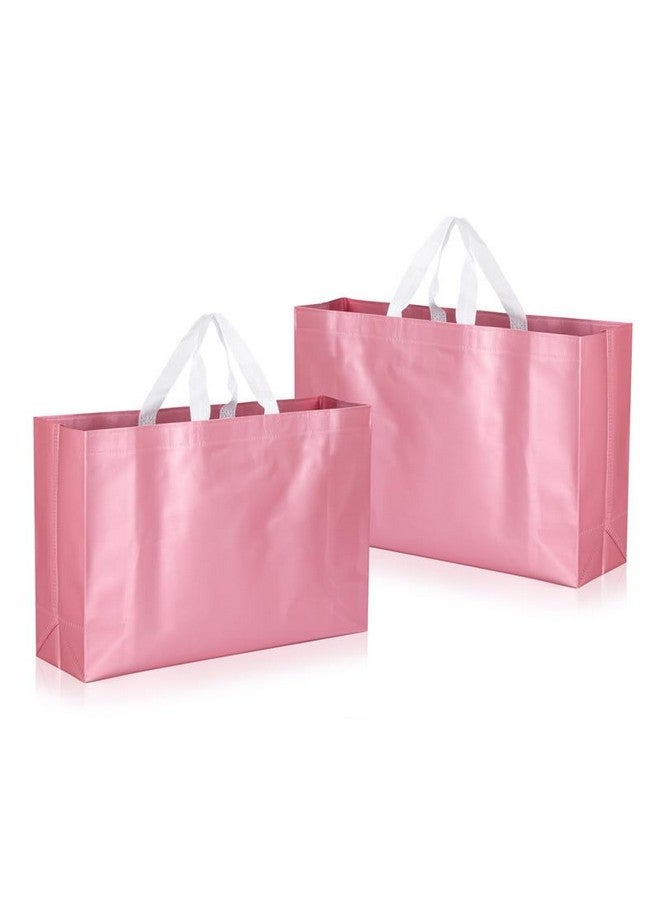 Drapme Large Size Pack of 20 Pcs Matt Metallic Laminated Non-Woven Reusable Eco-Friendly Party Return Gift Bags (Flamingo Pink) (Large 17x12x5 Inch) - Image 1