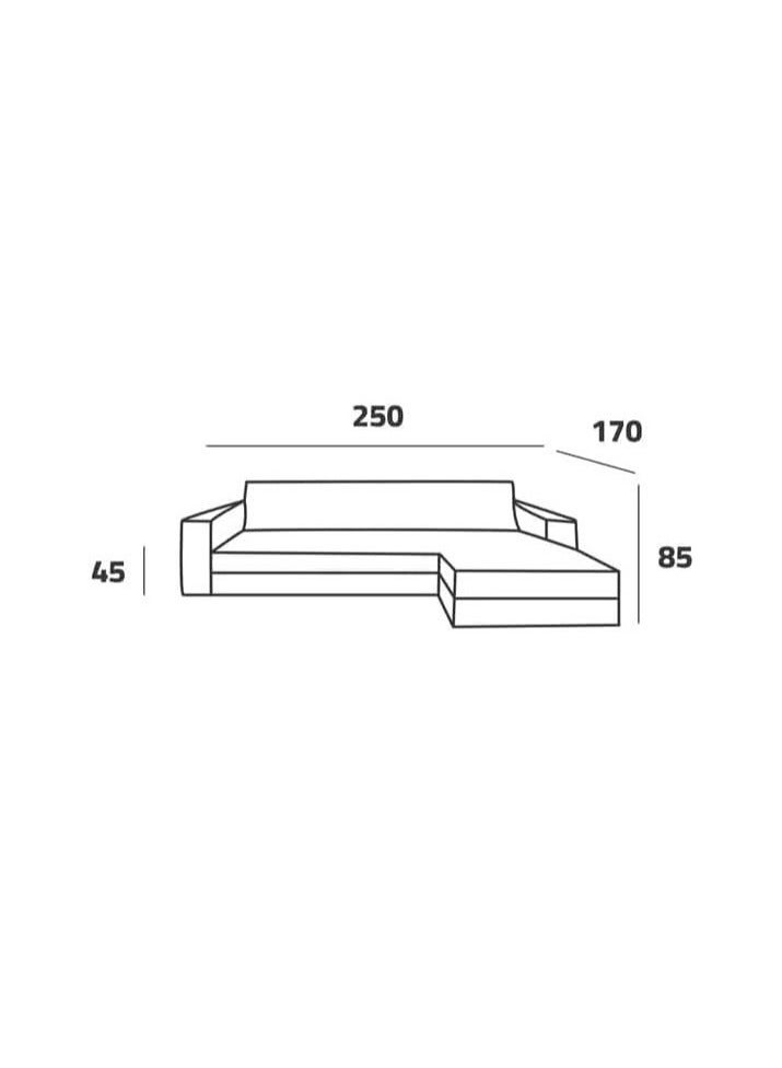 Mardod Saudi L-shaped Corner Sofa Made Of Natural Wood With Luxurious Fabric, Size 250 / 170 x 90 x 85 cm - Grey - MS_ID_LSF_0001 - Image 2