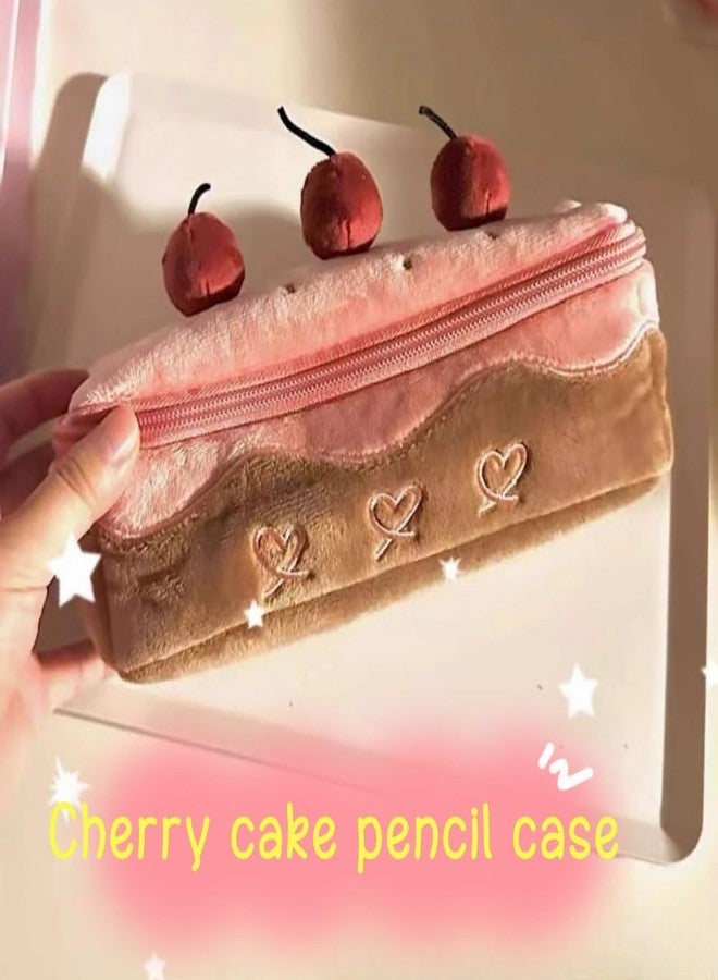 Vobomo Cherry Cake Pencil Case Big Capacity Pen Holder Plush Pencil Pouch Box Cute Aesthetic Pen Case (Cherry) - Image 2